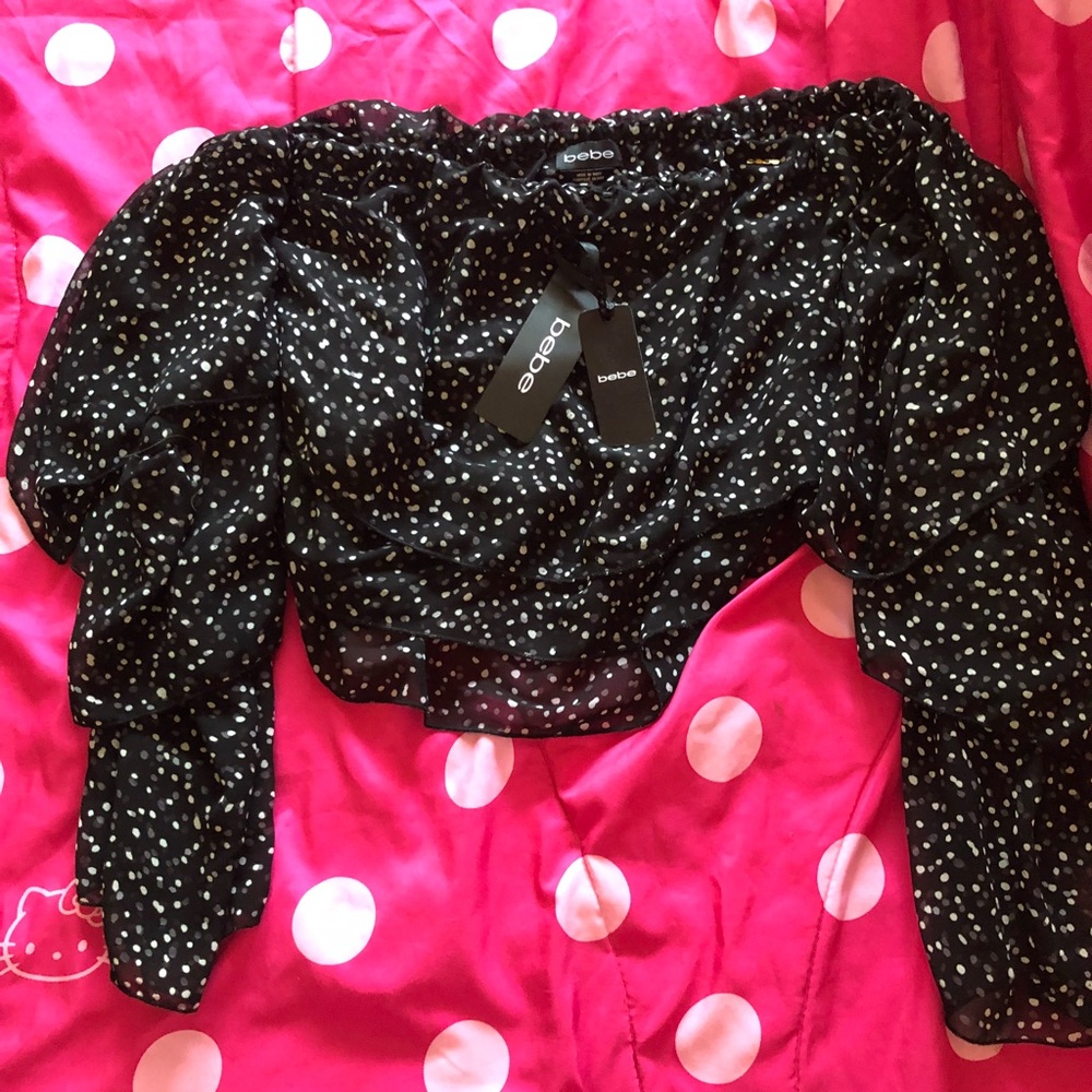 Authentic Bebe Off Shoulder Crop Ruffled Tops!!! - image 4